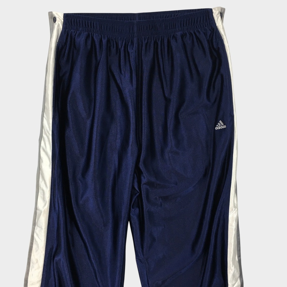 VINTAGE Adidas Mens Satin Dazzle Track Pants White Tear Away Joggers 2XL